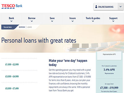 Tesco Bank homepage