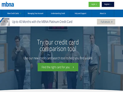 MBNA homepage