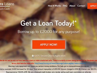 Cobra Loans homepage