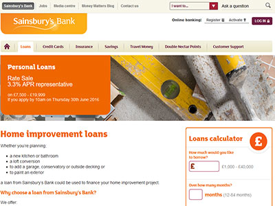 Sainsbury’s Bank homepage