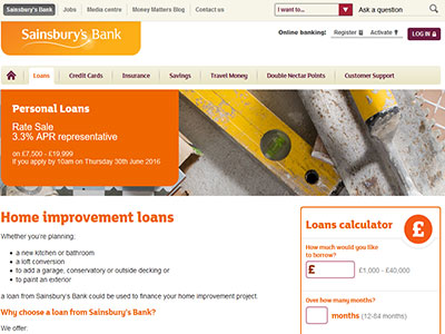 Sainsbury's Bank homepage