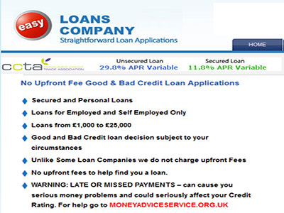 Easy Loans Company homepage