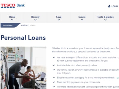 Tesco Bank homepage