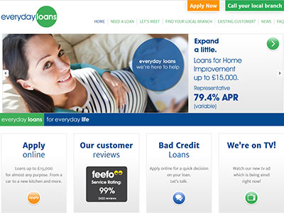 Everyday Loans homepage