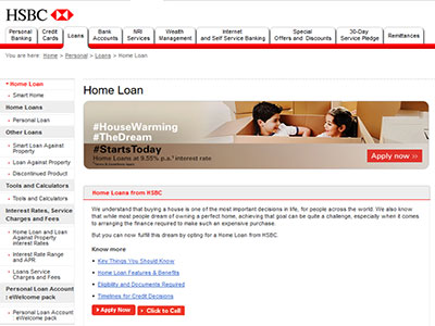 HSBC homepage